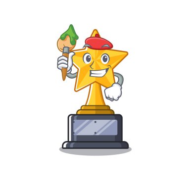 Karakter çekmecesinde sanatçı karikatür yıldız kupa