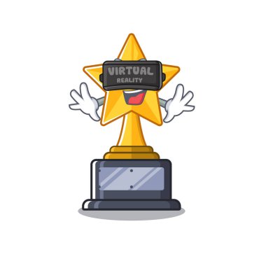 Sanal gerçeklik yıldızı kupa karikatür izole
