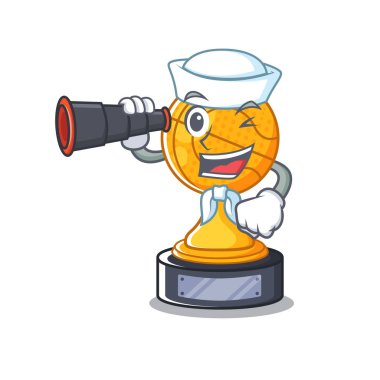 Karikatür şekilli dürbün basketbol kupa karakteri ile Denizci