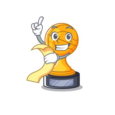 Karikatür şeklinde menü basketbol kupa karakteri ile