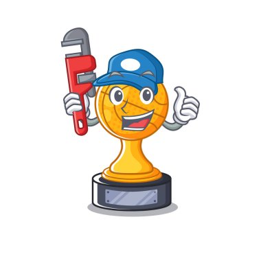 Ahşap masa karakteri üzerinde Tesisatçı basketbol kupası