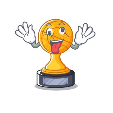 Ahşap masa karakteri üzerinde Crazy basketbol kupası