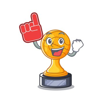 Ahşap masa karakteri üzerinde köpük parmak basketbol kupa