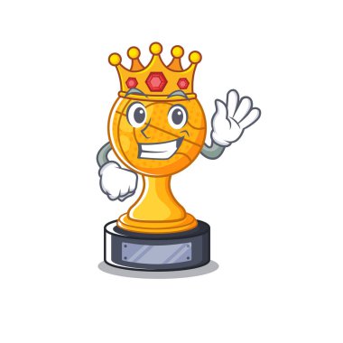 Ahşap masa karakteri üzerinde Kral basketbol kupası