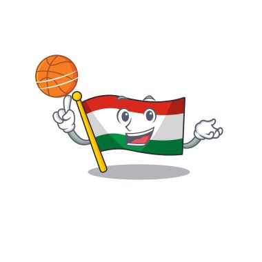 Basketbol bayrağı ile macaristan maskotu çizgi film şeklinde