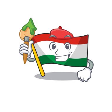 Karikatür de şekilli sanatçı bayrağı macaristan maskotu