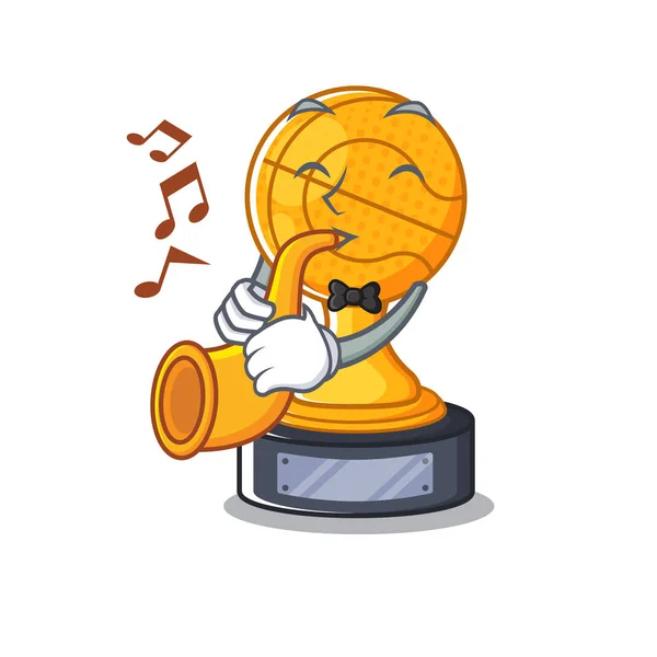 与喇叭篮球奖杯人物形状在卡通 — 图库矢量图片