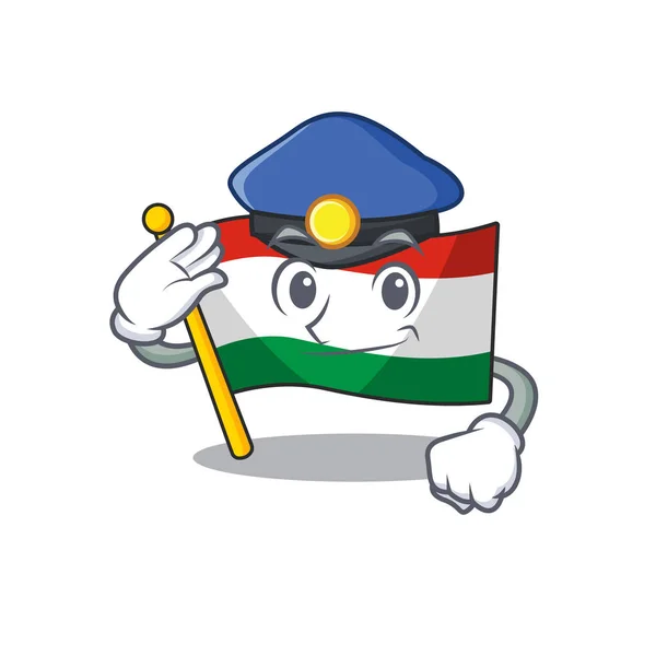 Mascotte de drapeau de police hongrois en forme de dessin animé — Image vectorielle