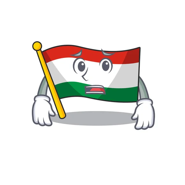 Bandera temerosa hungary aislada con la caricatura — Vector de stock