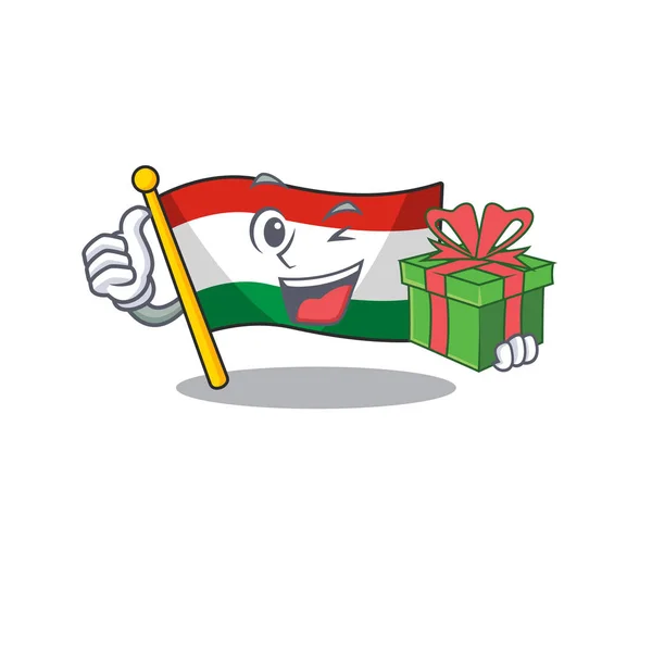 S Maďarskem dárkové vlajky osamocené s kreslených — Stockový vektor