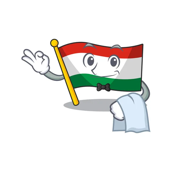 Флаг официанта Венгерский изолирован с мультфильмом — стоковый вектор
