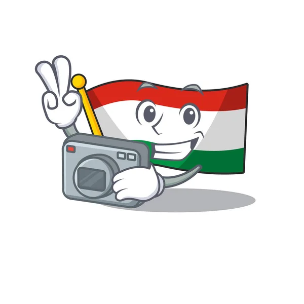 Fotograf praporek v Maďarsku izolovaný s kreslený — Stockový vektor