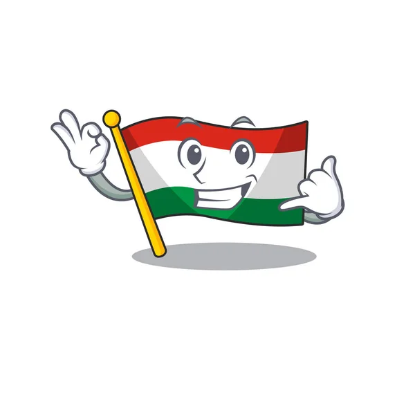 Zadzwoń do mnie flaga Węgier składany w szufladzie postaci — Wektor stockowy