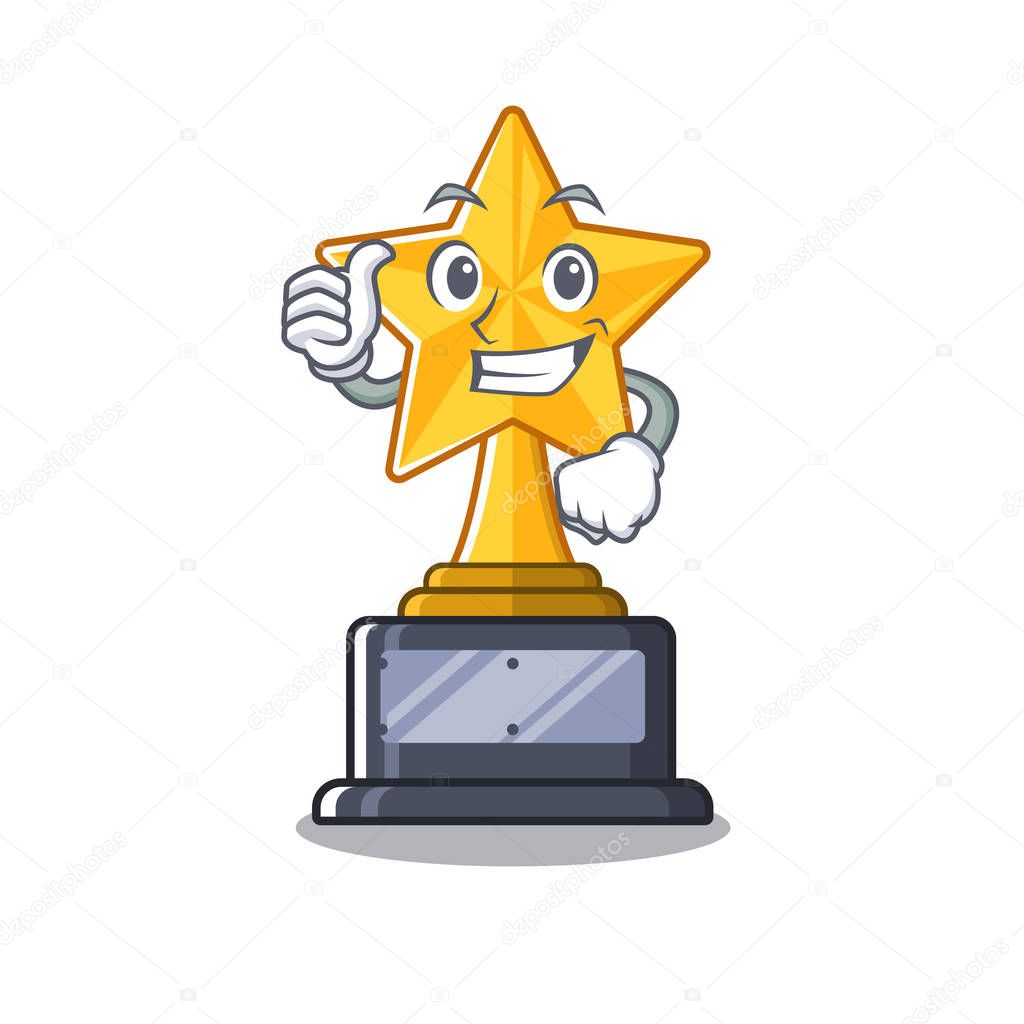 Thumbs up star trophy with the character shape