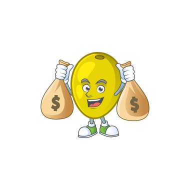 Madde bitkisel için para çantası zeytin karikatür maskotu ile
