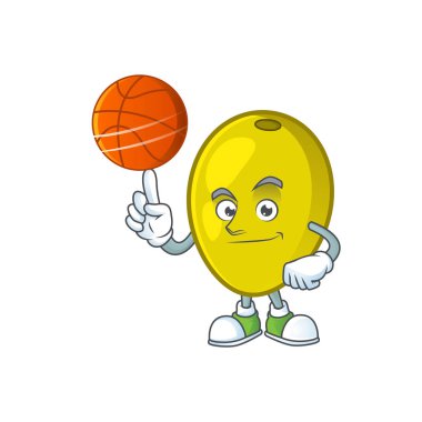 Madde bitkisel için basketbol zeytin karikatür maskotu ile