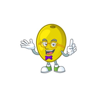 Beyaz arka planda Geek zeytin çizgi film karakteri