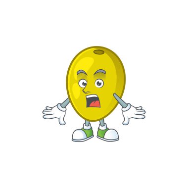 Bitkisel için sürpriz zeytinyağı karikatür maskotu