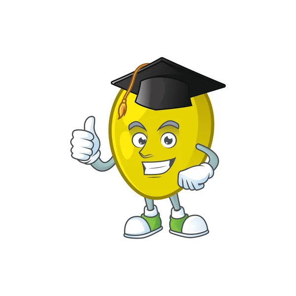 Graduación personaje de dibujos animados oliva sobre fondo blanco — Vector de stock