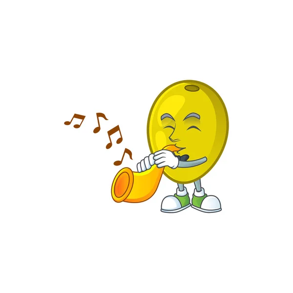 Met trompet olijfolie cartoon mascotte voor kruiden — Stockvector