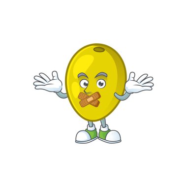 Maskot karikatür sessiz taze zeytinyağı