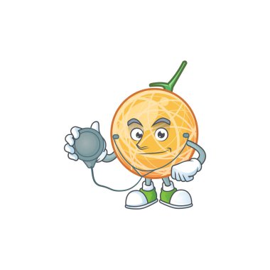 Maskot ile Doktor tatlı kavun meyve karikatür