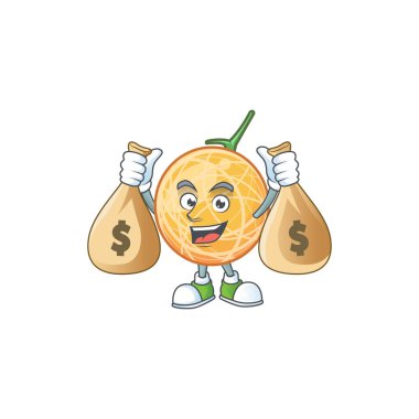 Maskot ile para çantası tatlı kavun meyve karikatür ile
