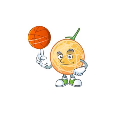 Maskot ile basketbol tatlı sıyrık meyve karikatür ile