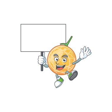 Maskot ile kurulu tatlı kavun meyve karikatür getir