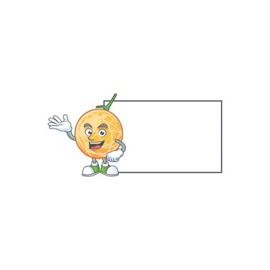 Maskot ile kurulu tatlı kavun meyve karikatür ile