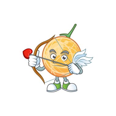 Maskot ile Cupid tatlı kavun meyve karikatür