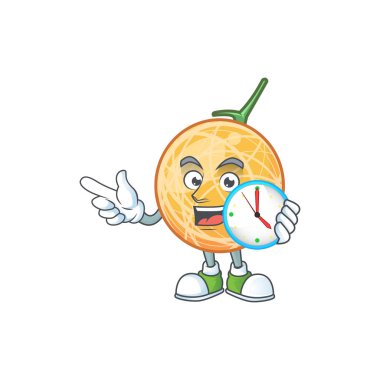 Yemek için saat meyve kavun çizgi film karakteri ile