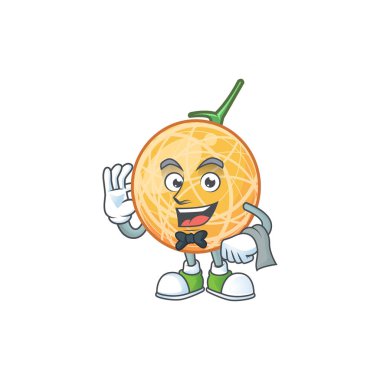 Çizgi film karakteri garson sağlıklı kavun meyve