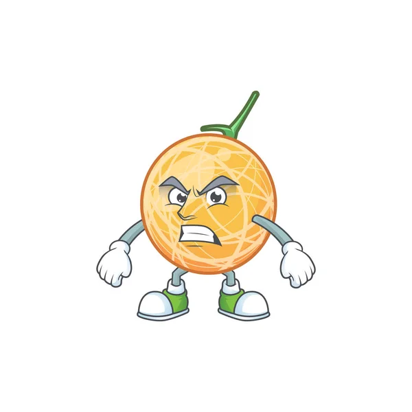 Scream frutas cantaloupe personagem de desenho animado para a comida — Vetor de Stock