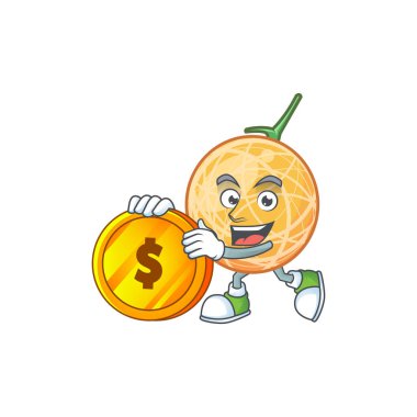 Maskot karakteri için sikke nesne stoloupe meyve getir