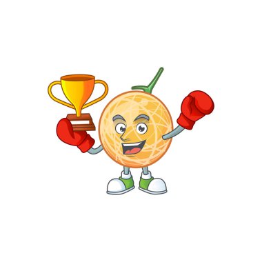 Maskot karakteri için boks kazanan nesne kavun meyve