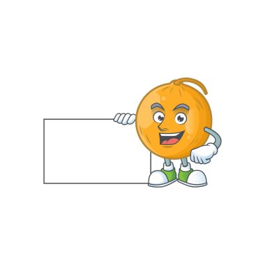 Maskot ile tahta casaba kavun çizgi film karakteri ile Thumbs up