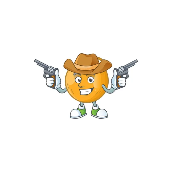 Cowboy casaba melon cartoon character with mascot — Stock Vector