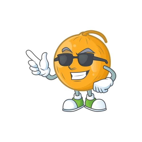 Super coole zoete casaba Security meloen fruit cartoon karakter. — Stockvector