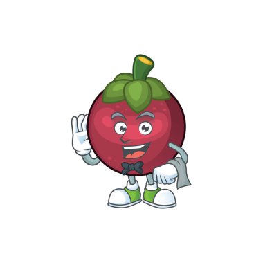 Garson mangosten meyve çizgi film karakteri maskot izole