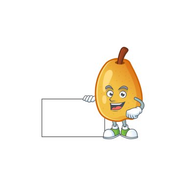 Çizgi film karakter tarzında tahta kokulu armut ile Thumbs up