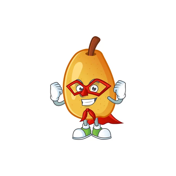 Super held zoete geurige pear cartoon op witte achtergrond — Stockvector