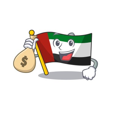 Para çantası bayrak ile birleşik arap emirlikleri şekilli karikatür