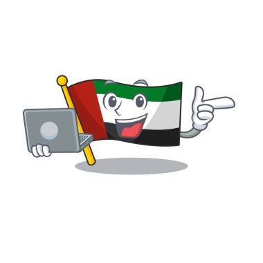 Dizüstü bayrak ile birleşik arap emirlikleri şekilli karikatür