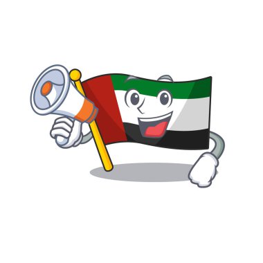 Megafon bayrağı ile birleşik arap emirlikleri şekilli karikatür