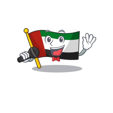 Maskot üzerinde Singing bayrağı birleşik arap emirlikleri
