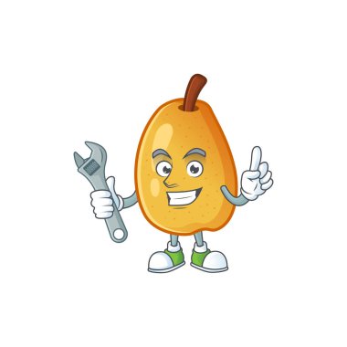 Maskot ile mekanik kokulu armut çizgi film karakteri