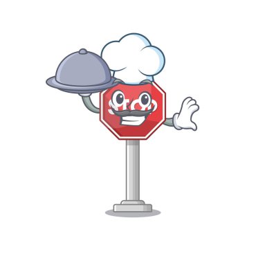 Gıda işareti ile Şef maskot şekli ile durdurmak