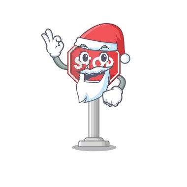 Santa işareti çizgi film ile izole durdurmak