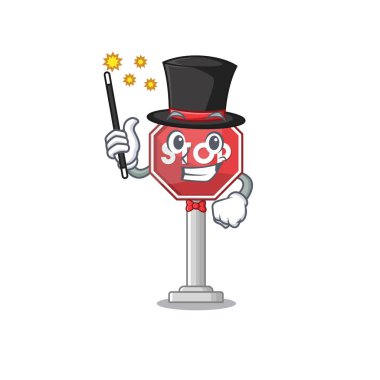 Sihirbaz işareti çizgi film ile izole durdurmak